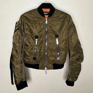 Dsquared2 Olive Military Cropped Bomber Jacket Womens Size M